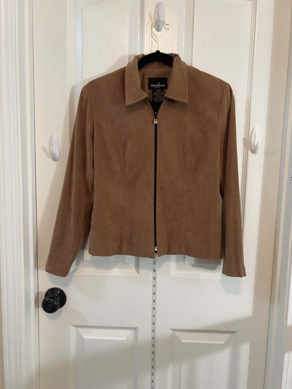 Positive Attitude Brown Faux Suede Zip Front Jacket Women’s Size 8 Career Casual